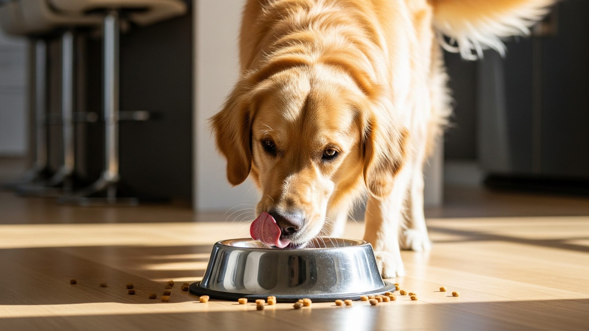 Dog eating food